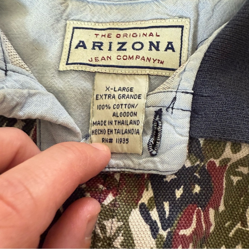 Vintage Arizona Jean Company Polo Men XL Leaf Print Y2K 90s Short Sleeve Shirt - Picture 5 of 10